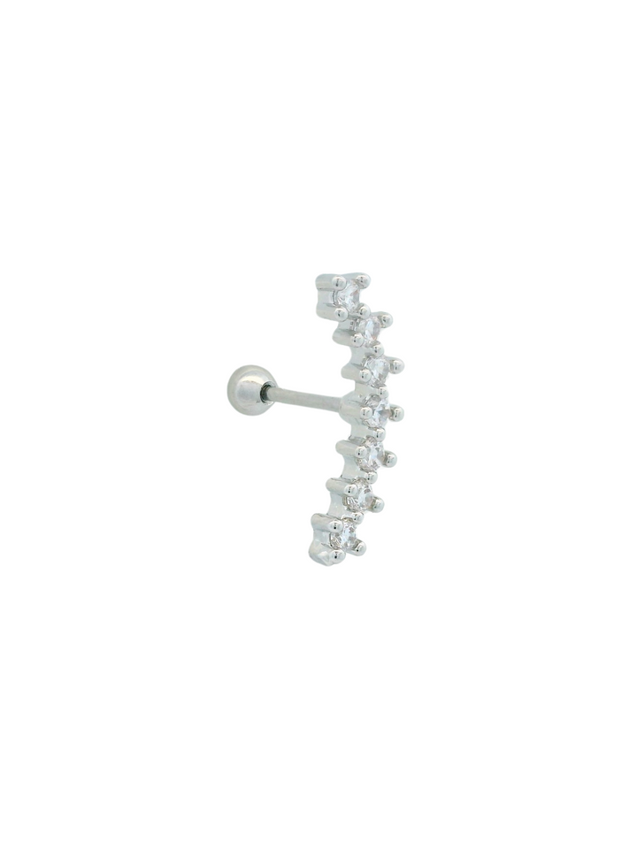 Acero Inoxidable Plateado Con Zirconias Primera Perforación