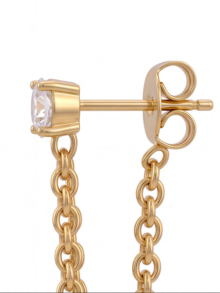 Par Arete Zirconia Con Cadena