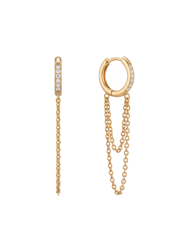 Par Arracada Zirconias Con Cadena