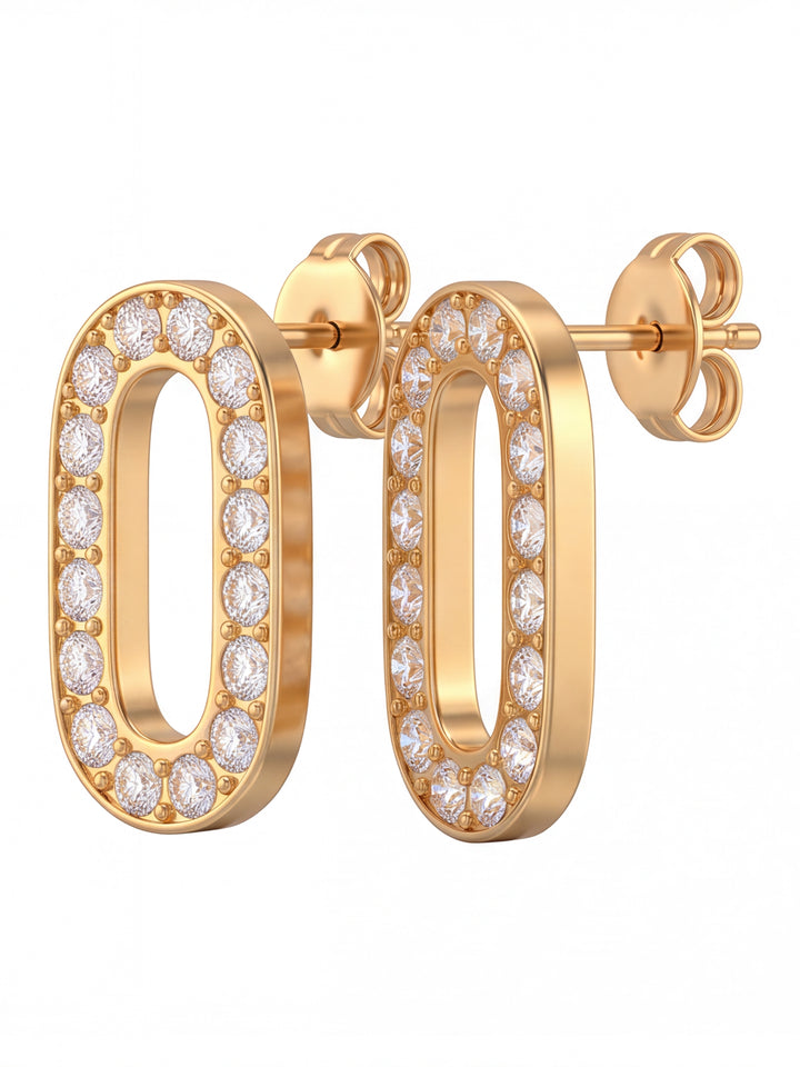 Par Arete Contorno Ovalado Con Zirconia