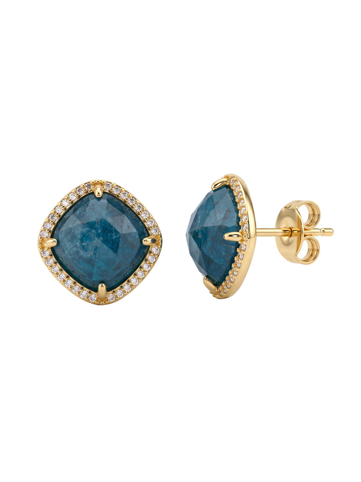 Par Arete Rombo Piedra Azul Apatita Zirconias