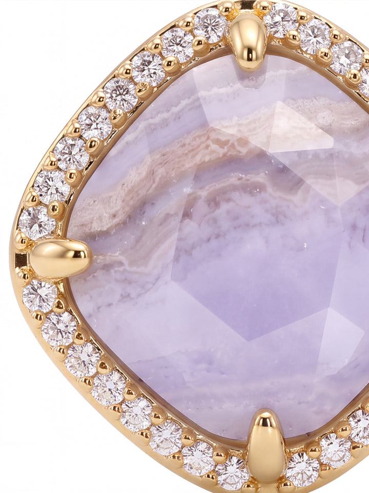 Par Arete Rombo Piedra Celeste Agata Zirconias
