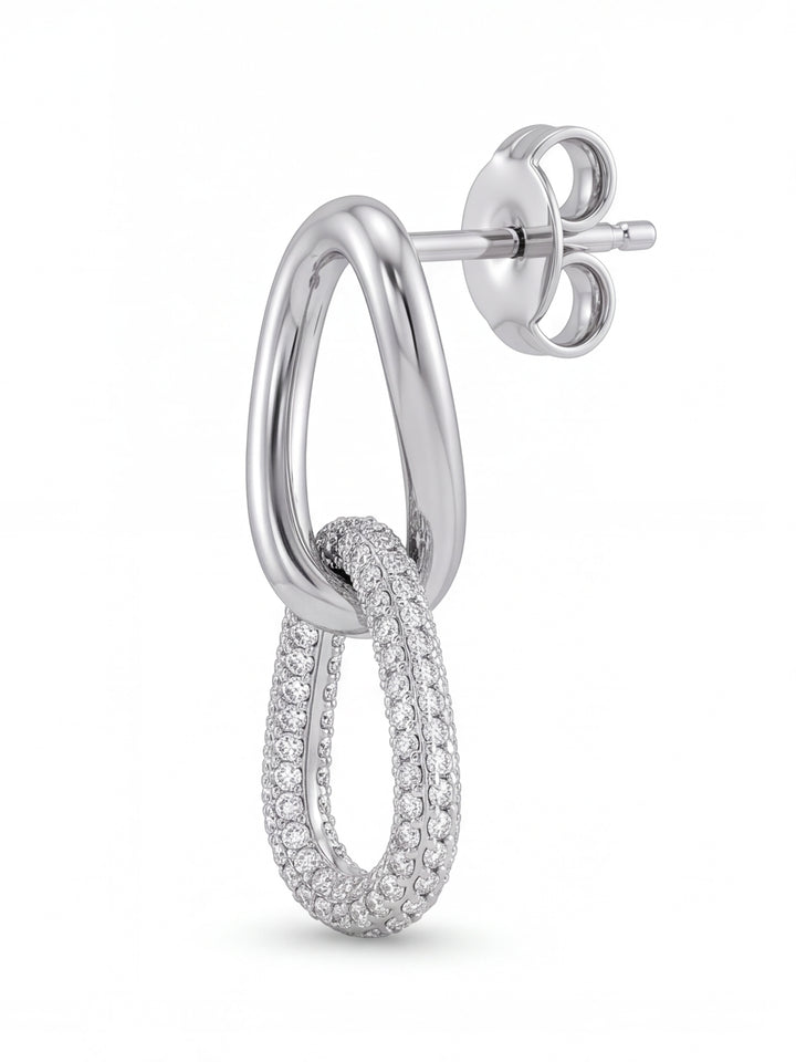 Par Arete Doble Ovalo Enlazado Con Zirconias