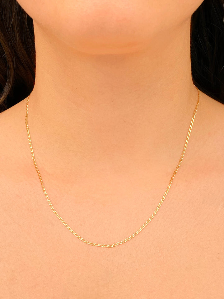 Collar Cadena Eslabones Planos Martillados Oro 14k