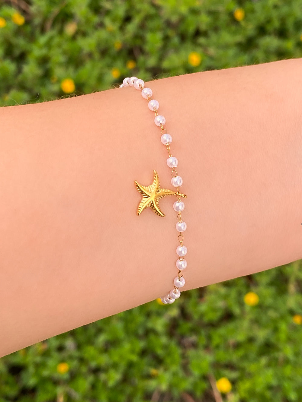 Pulsera Perlitas Y Estrella De Mar