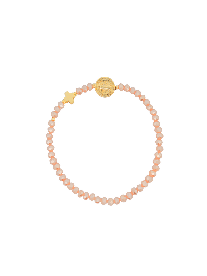 Pulsera Chaquiras Con San Benito y Cruz