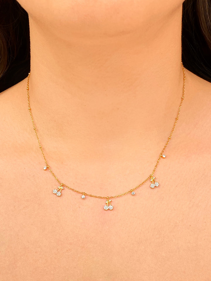 Collar Con Minis Cerezas y Zirconias