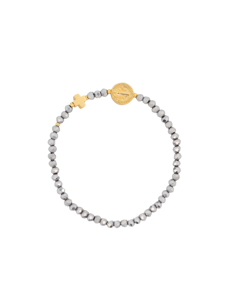 Pulsera Chaquiras Con San Benito y Cruz