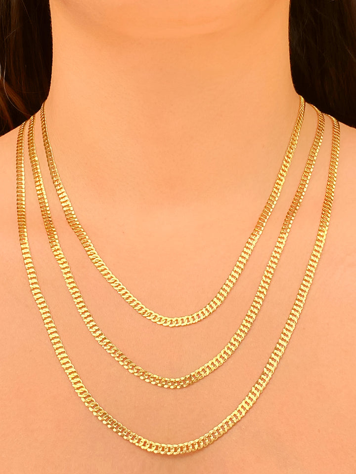 Collar Eslabones Ovalados Planchados Oro 14k