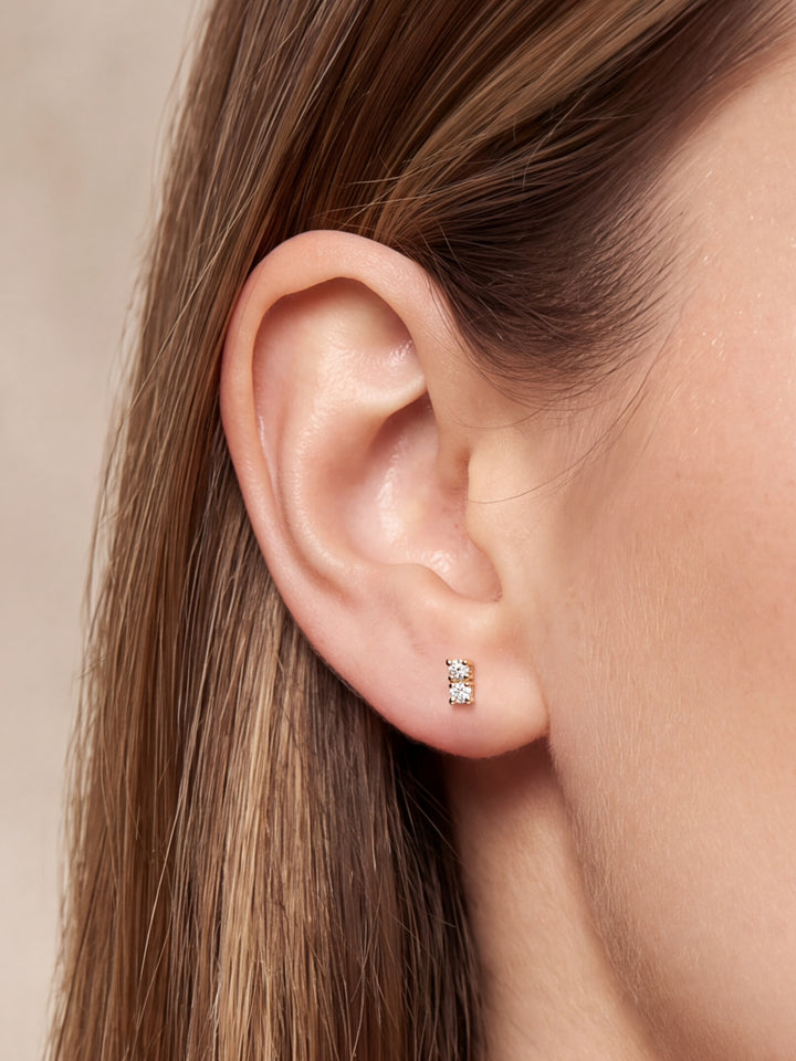 Broquel Doble Mini Zirconia Oro 10k