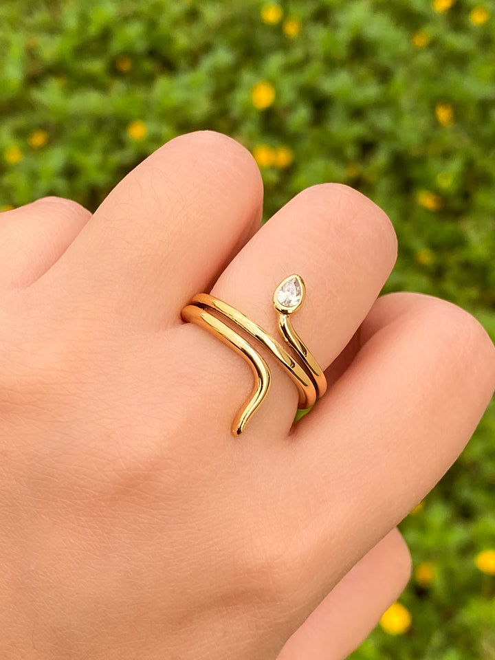Anillo Triple Serpiente Con Zirconia