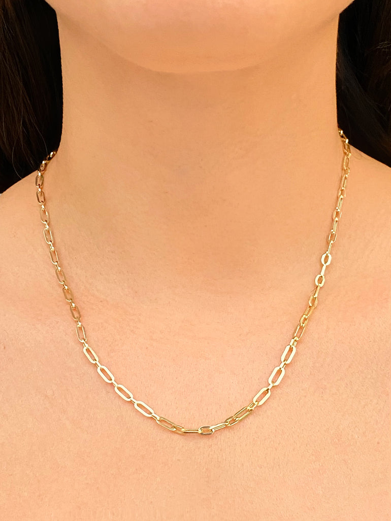 Cadena Intercalada Tipo Clip Oro 14k