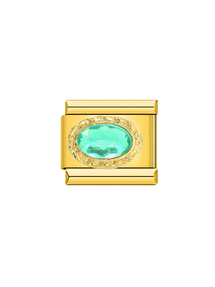 Charm Dorado Con Piedra Ovalada Trenzada