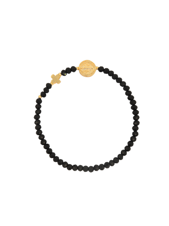 Pulsera Chaquiras Con San Benito y Cruz