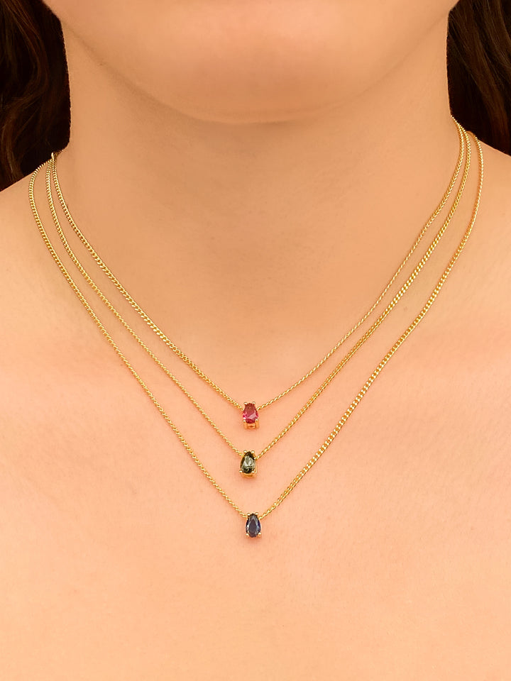 Collar Birthstone Gota Dorado