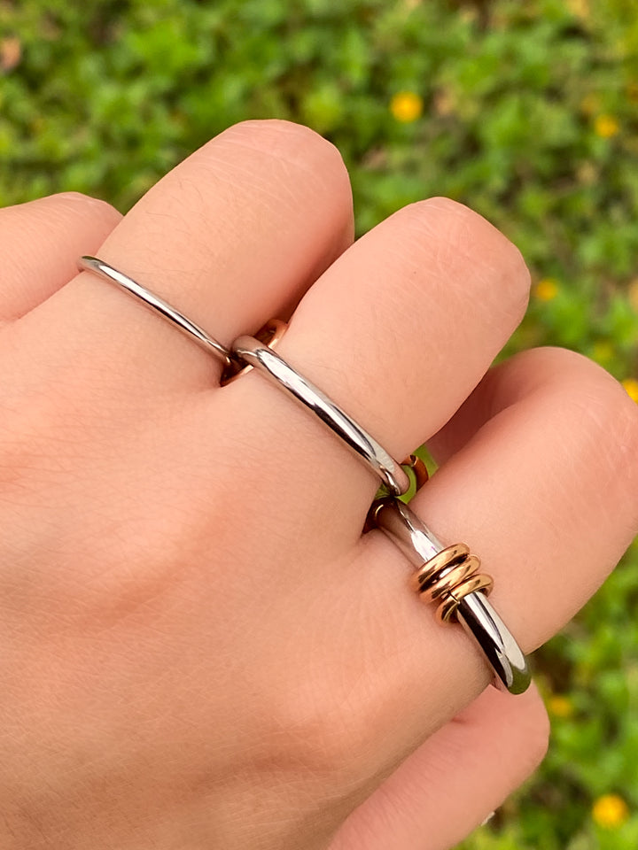 Anillo Triple Argolla Plateado