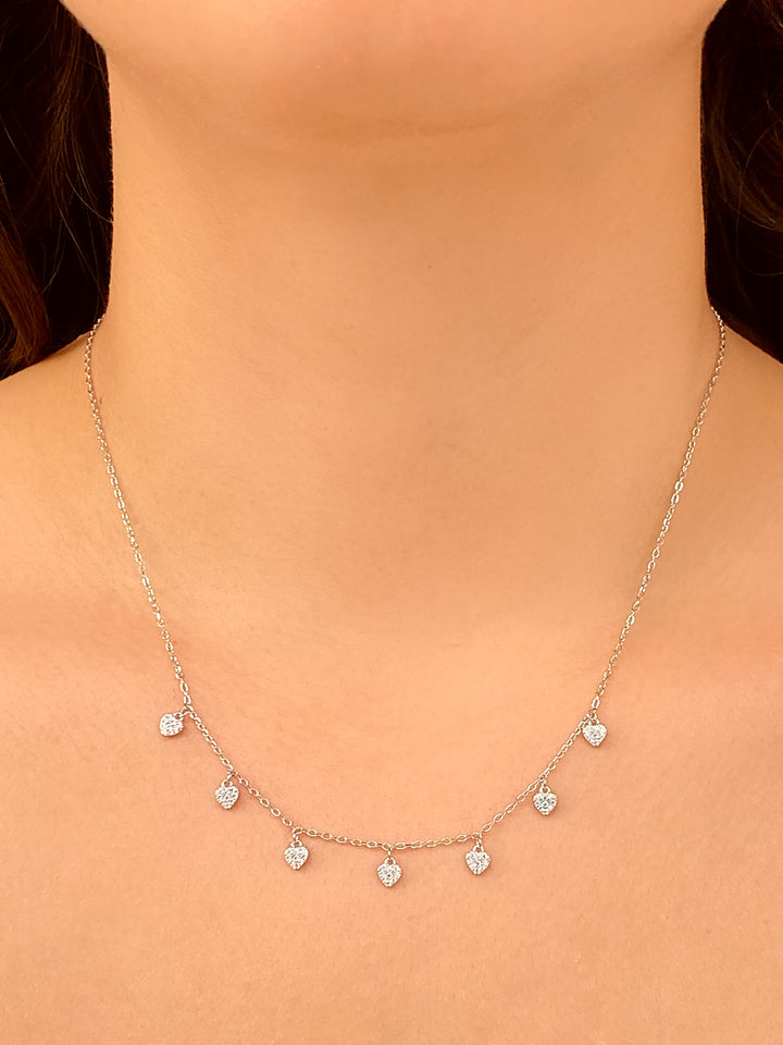 Collar Con Corazones Zirconias
