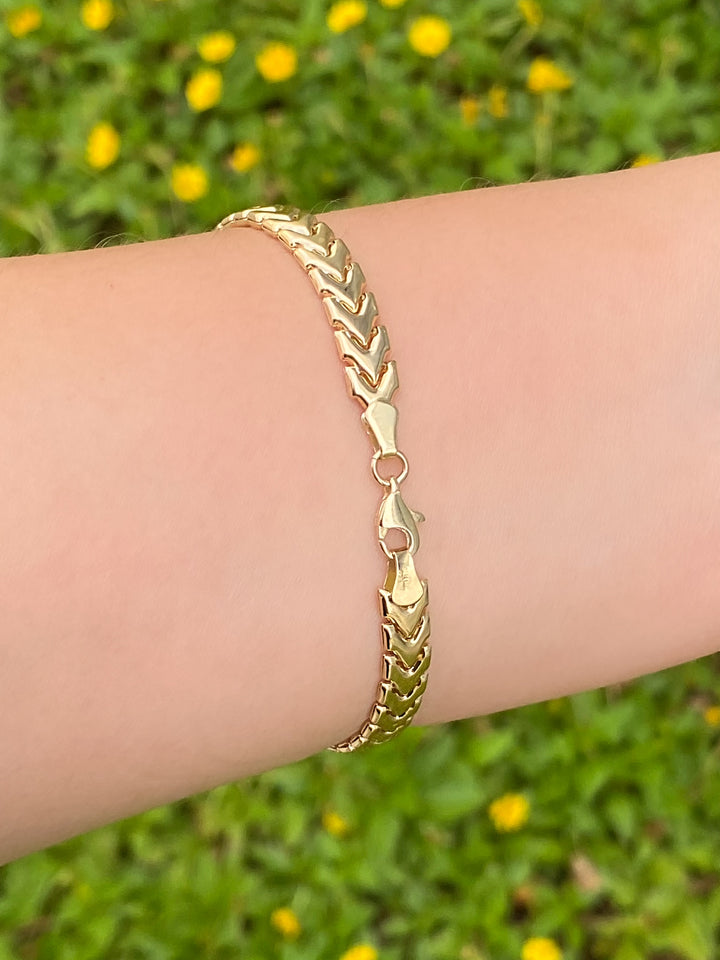 Pulsera Tipo Flechas Oro 14k