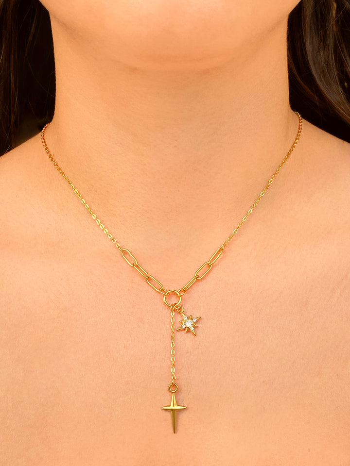 Collar Con Eslabones y Dijes Estrellas