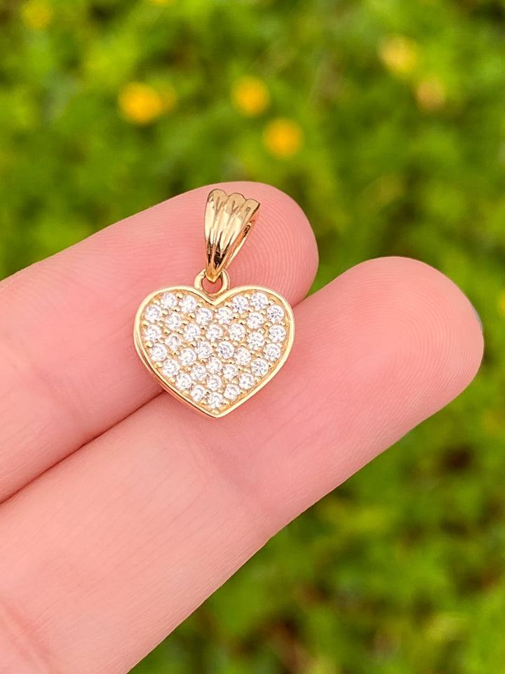Dije Corazon Zirconias Oro 14k