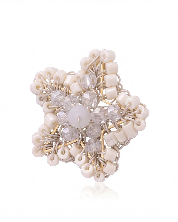 Par Arete Estrella Blanca Tejida