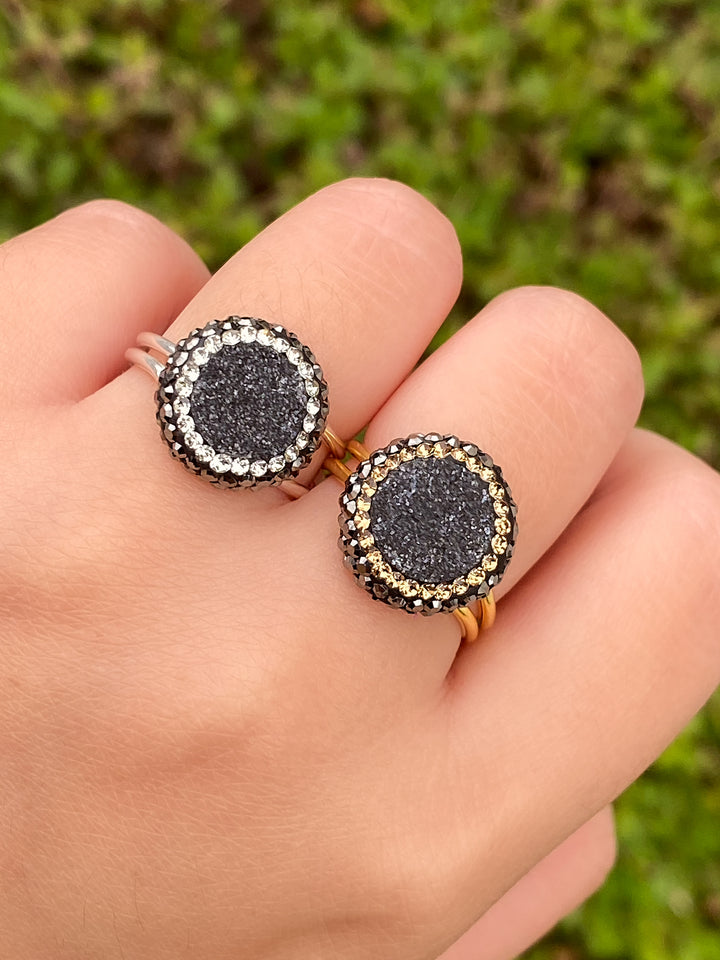 Anillo Con Calcita Negra