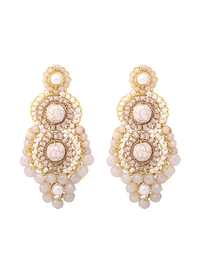 Par Arete Flor Con Triple Circulo