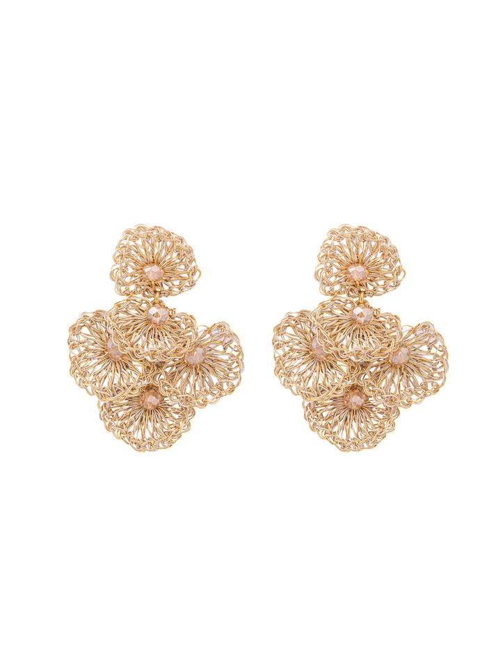 Par Arete Semi Circulos Tejidos Colgantes
