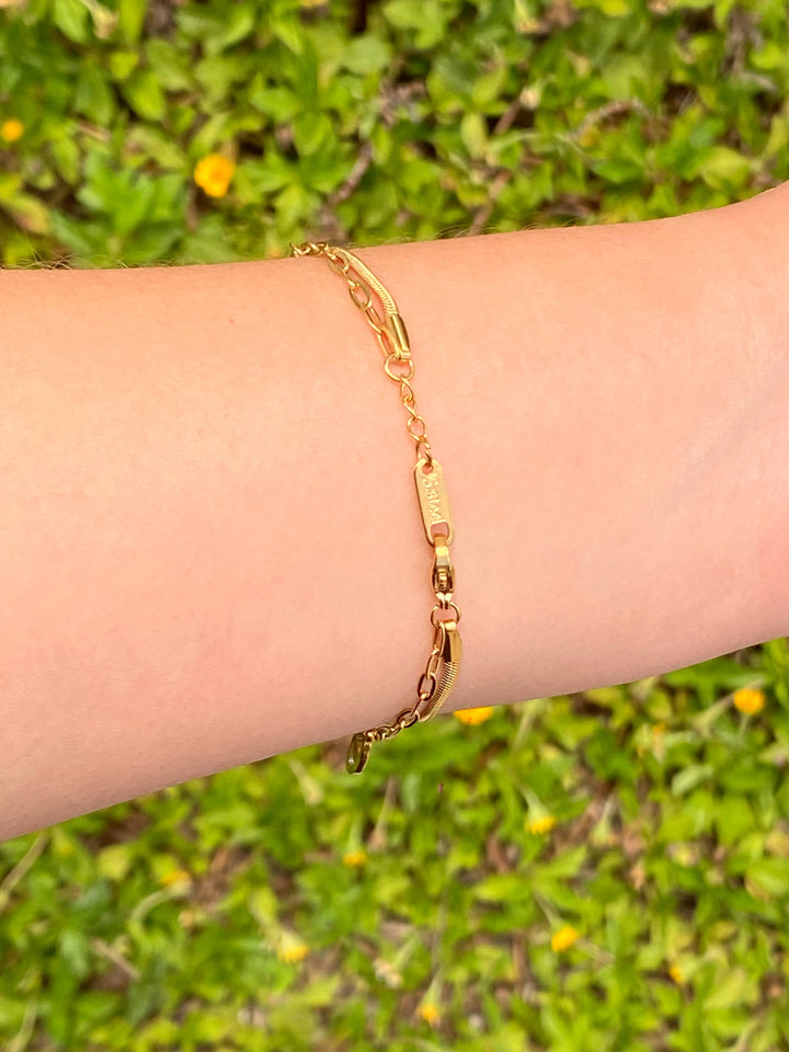 Pulsera Doble Con Dijes Ojos y Gotas Azules