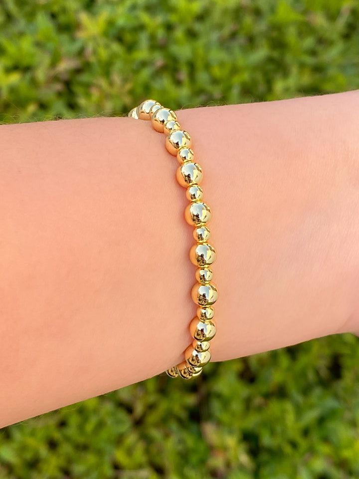 Pulsera Bolitas Doradas Intercaladas