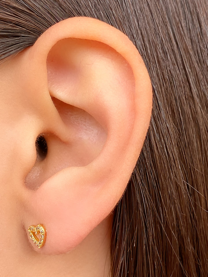 Par Arete Mini Corazon Zirconia