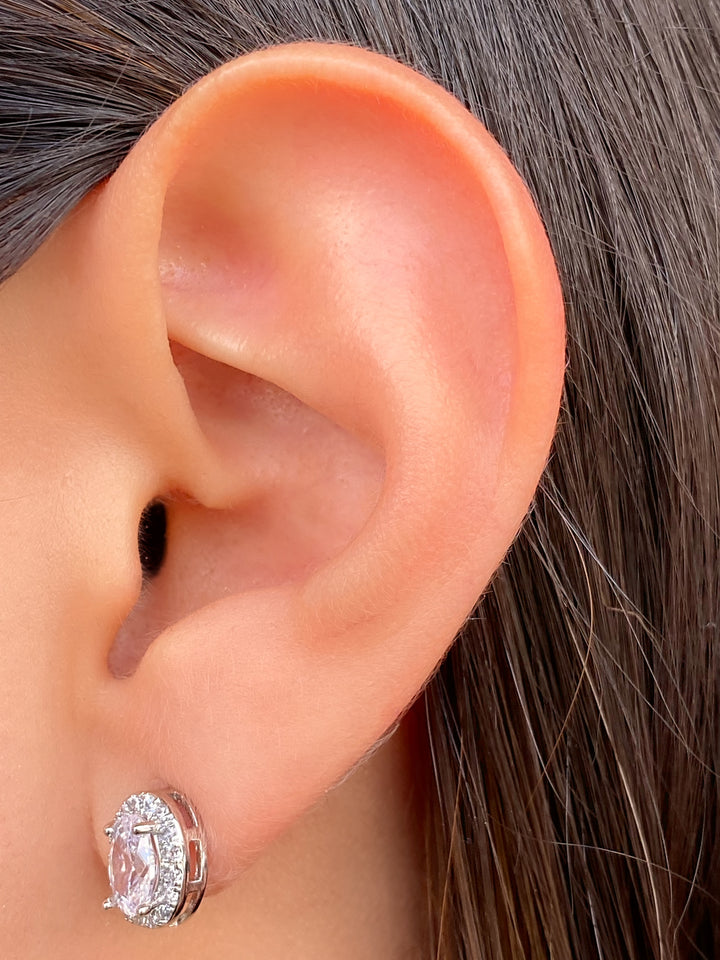 Par Arete Ovalado Con Contorno Zirconias