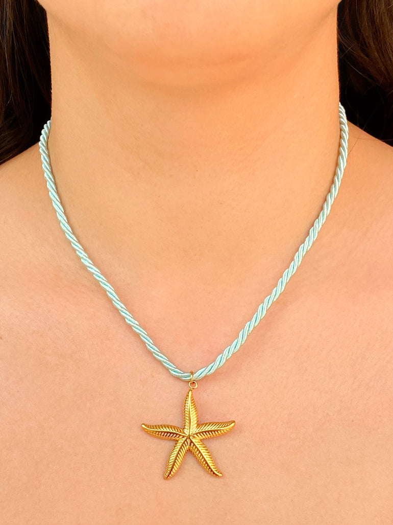 Collar Aqua Con Dije Estrella De Mar