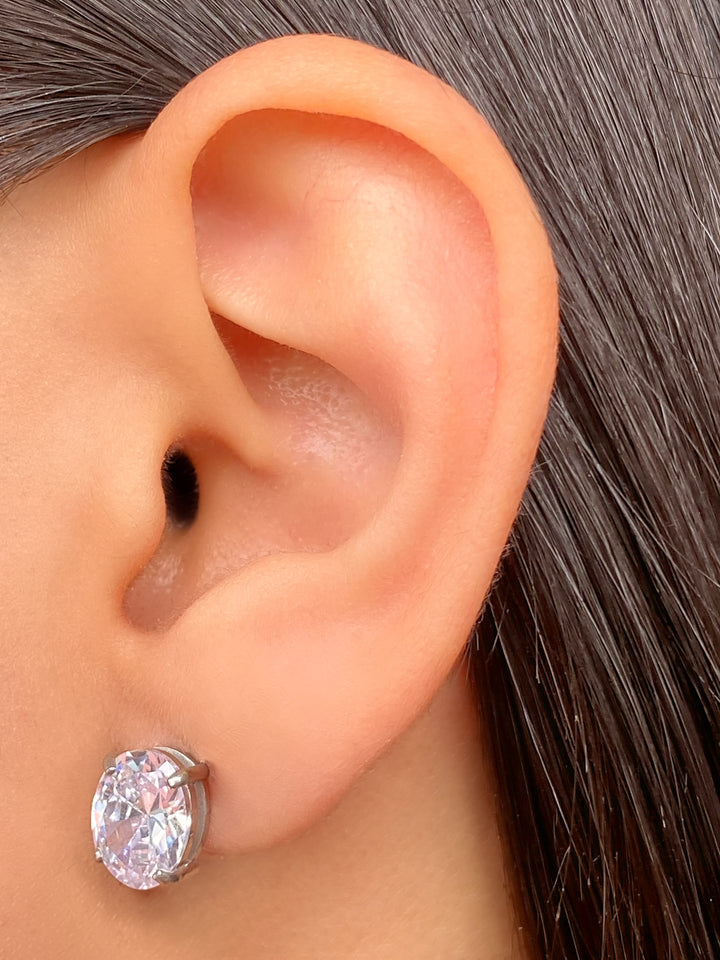 Par Arete Zirconia Ovalada 9 mm