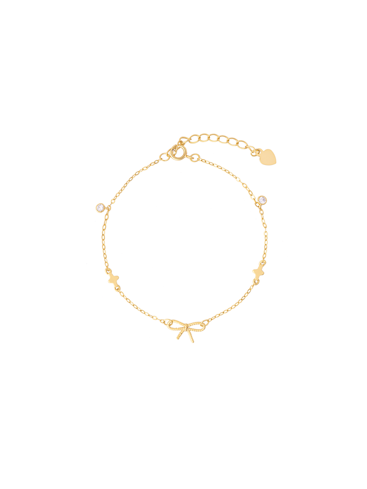 Pulsera Con Moño y Dijes