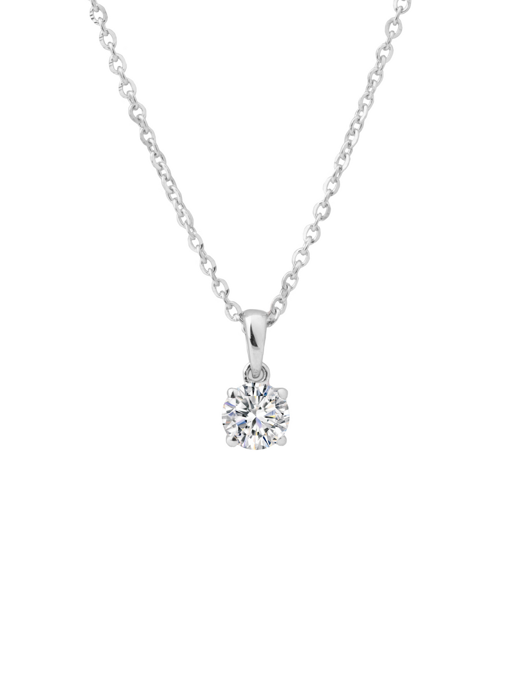 Collar Dije Solitario Oro Blanco 14k 0.51 Ct Diamante Lab Grown