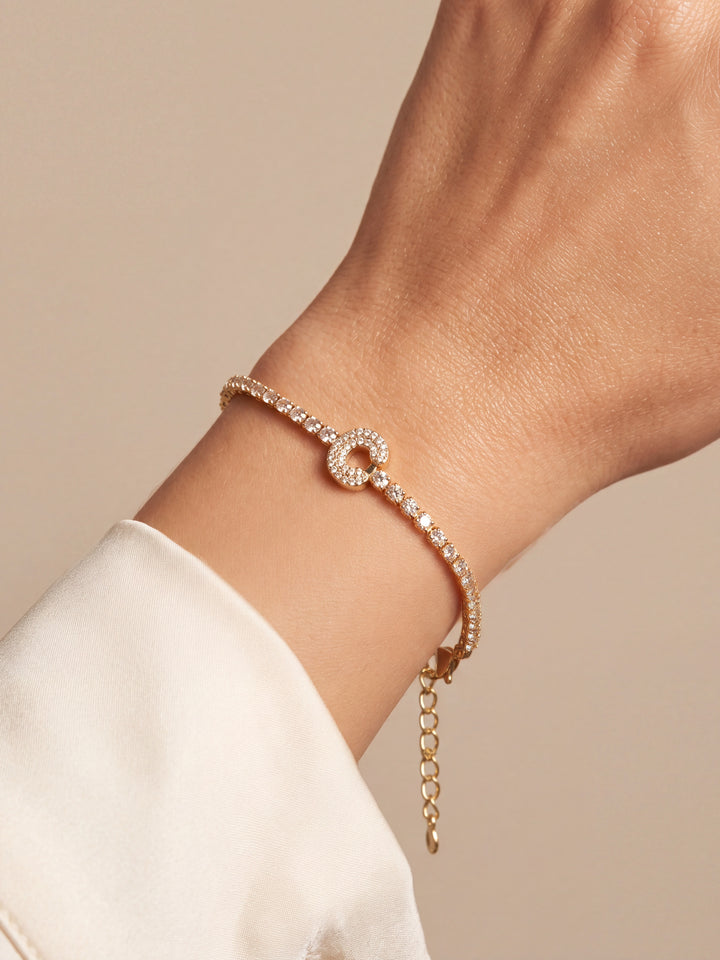 Pulsera Zirconias Con Inicial Mini Bubble