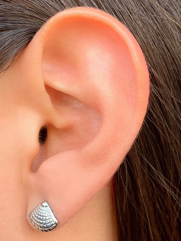 Par Arete Mini Concha Plateado