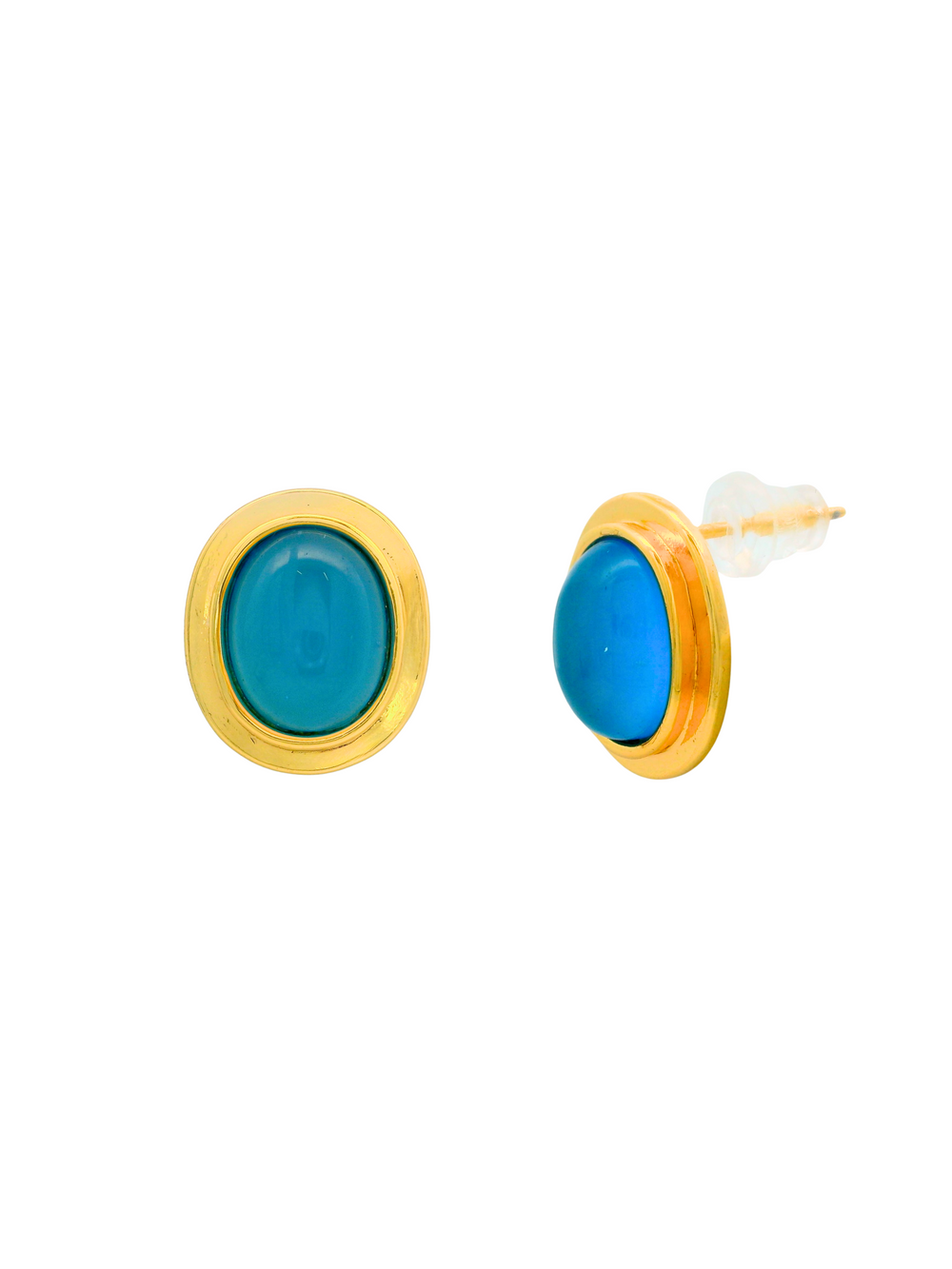 Par Arete Ovalado Con Piedra