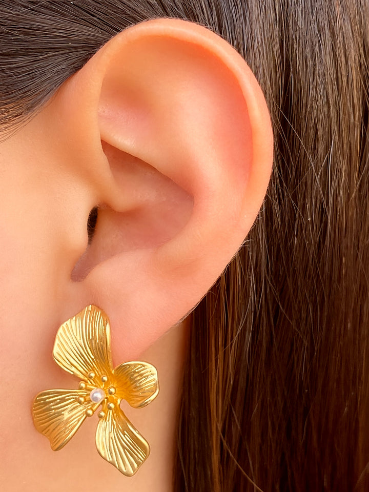 Par Arete Flor Cuatro Petalos