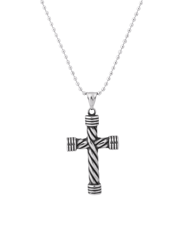 Collar Bolitas Con Dije Cruz Lineas Negras