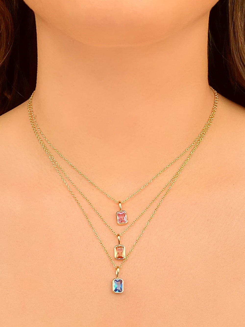 Collar Birthstone Rectangular Dorado