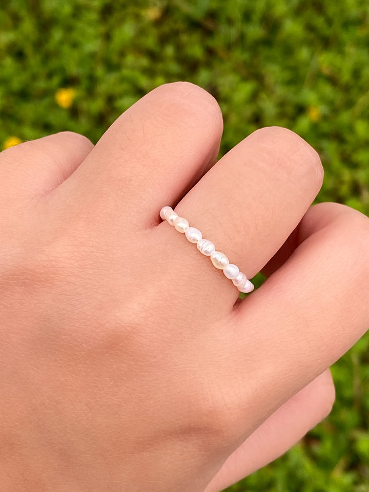 Anillo Perlitas Naturales Con Bolita Dorada