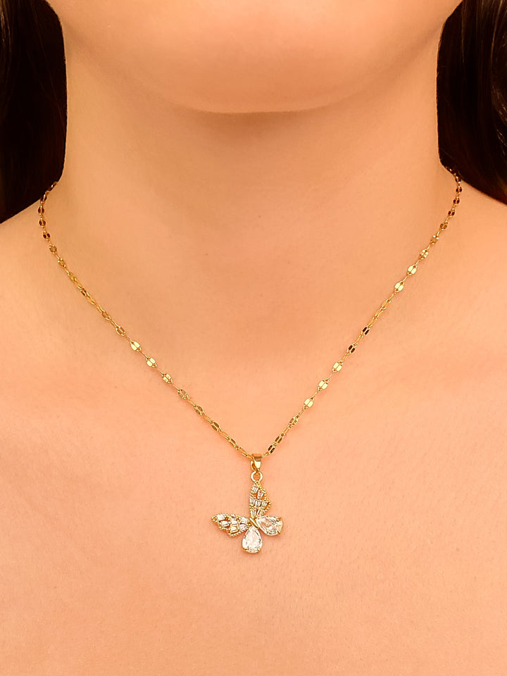 Collar Eslabones Planchados Con Mariposa