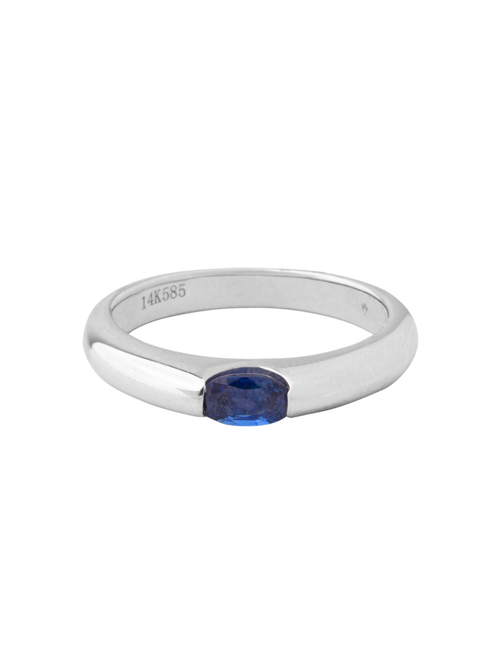 Anillo Grueso Corte Oval 0.31 Ct Zafiro Natural