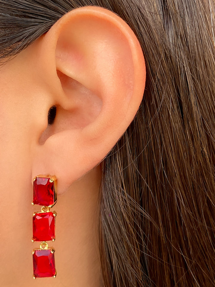 Par Arete Tira Triple Baguette Colores