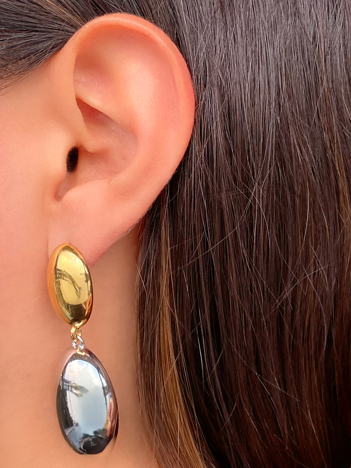 Par Arete Doble Ovalo Liso