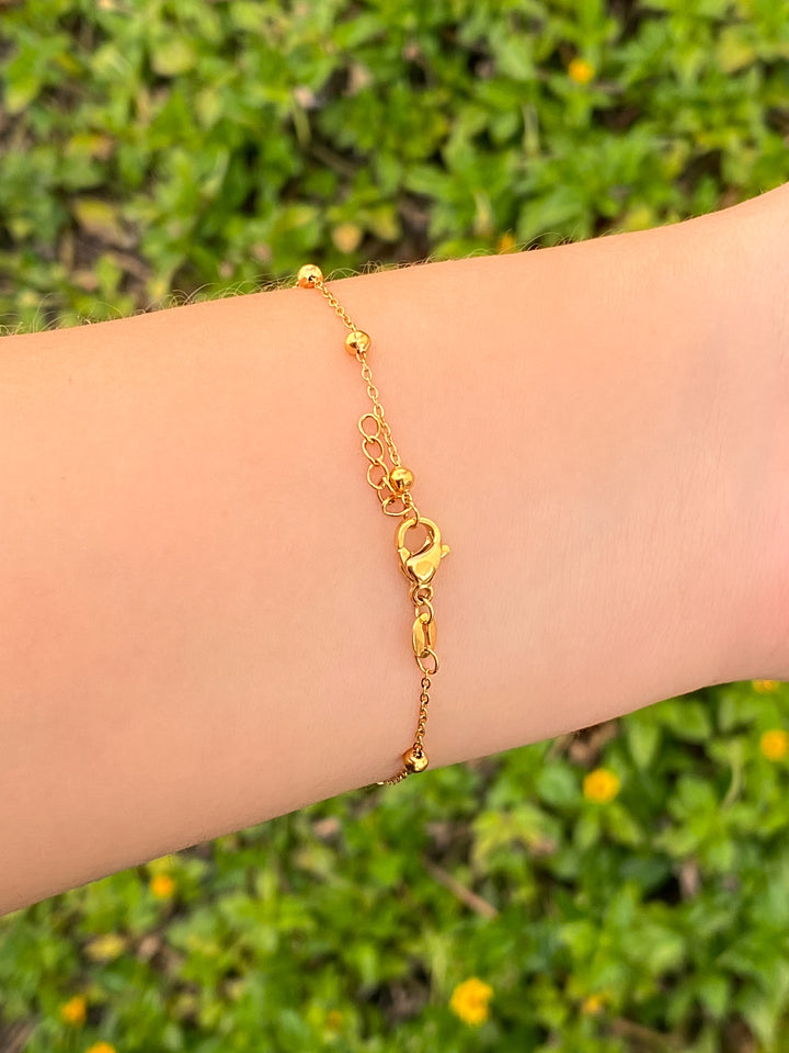 Pulsera Con Flor Zirconias Y Bolitas