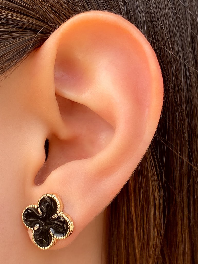 Par Arete Trebol Negro