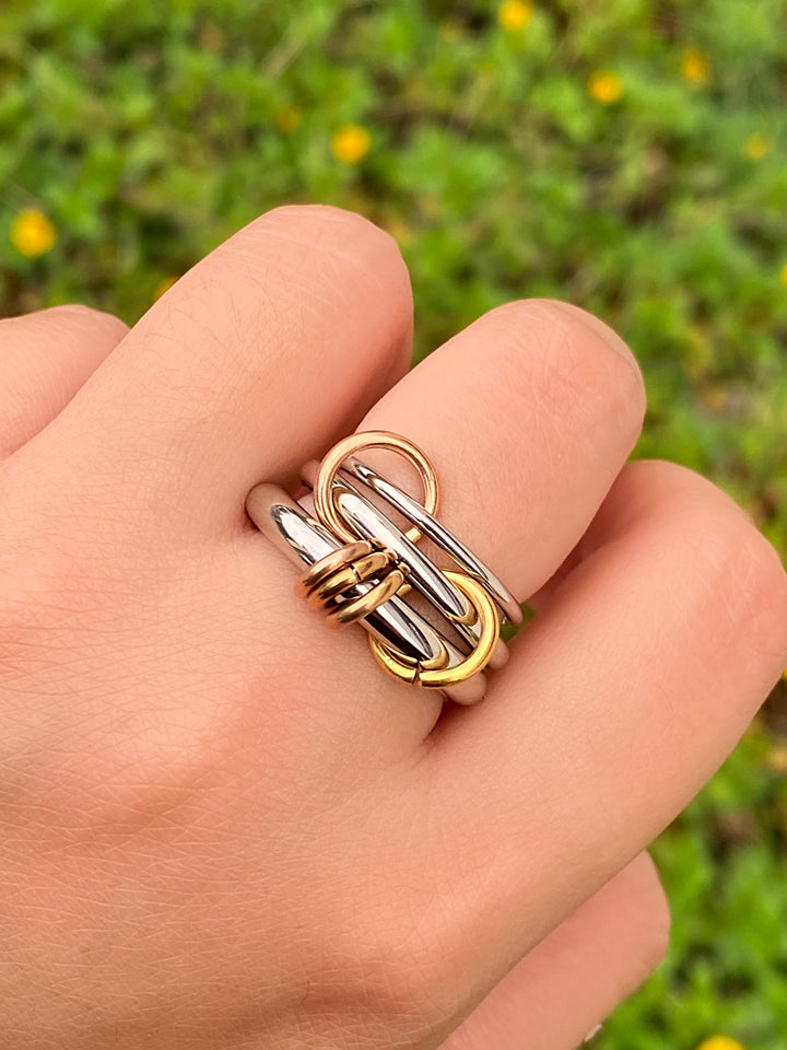Anillo Triple Argolla Plateado